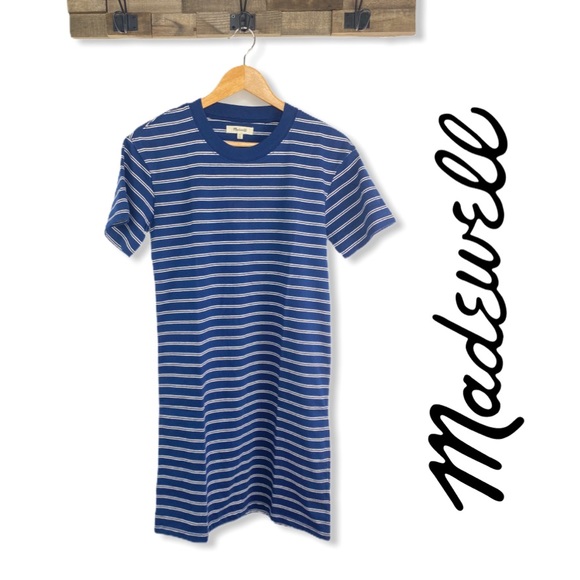 Madewell Dresses & Skirts - Madewell Dress Striped Crewneck Blue T-Shirt NWT